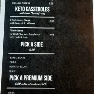 the menu for the restaurant