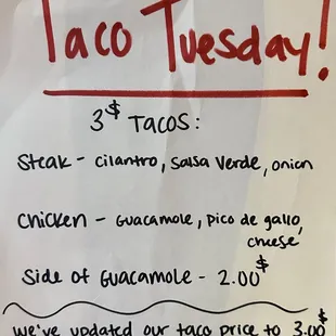 Taco Tuesday doesn't start until 6:30pm