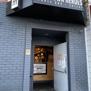 the entrance to the restaurant