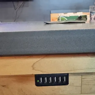 USB ports at the bar counter