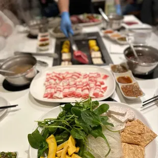 Veggies, glass noodle, pumpkin, tofu