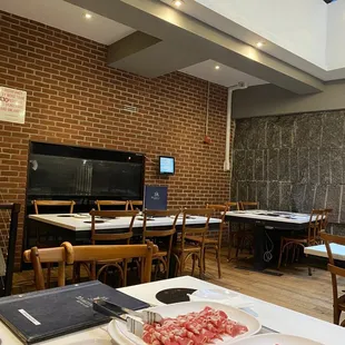 a view of a dining room