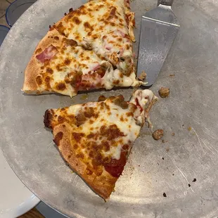 Meat lovers pizza on thick crust