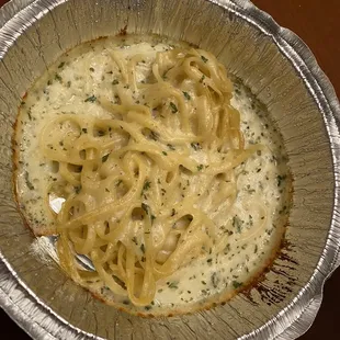 Burnt rubberized chicken alfredo