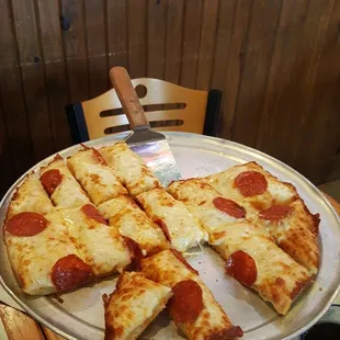 bread sticks with pepperoni.... scrumtrulesent!!!