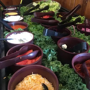 The salad bar from the lunch buffet.