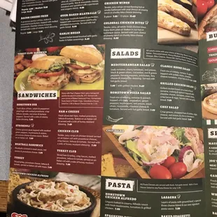 the menu of the restaurant