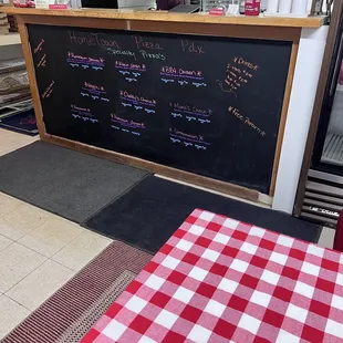Chalkboard menu