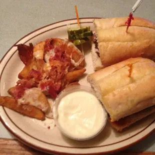 Meetball sub ( French fry &apos;s bacon and blue cheese) HELL YEA