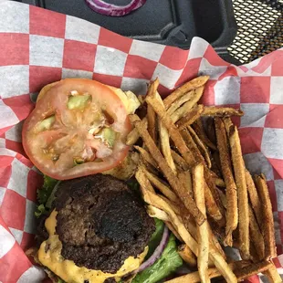 Smash Burger with fresh cut fries