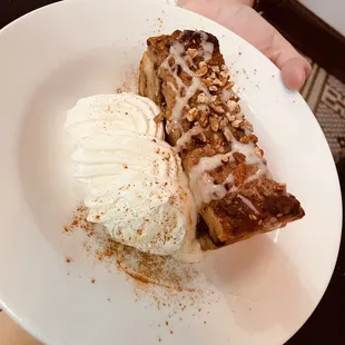 a plate of dessert with ice cream