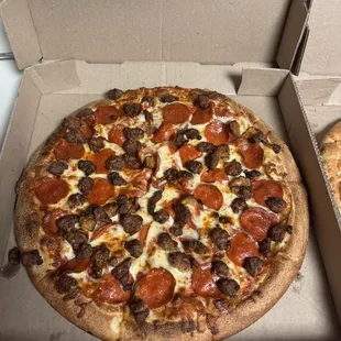 Large cheese with sausage and pepperoni