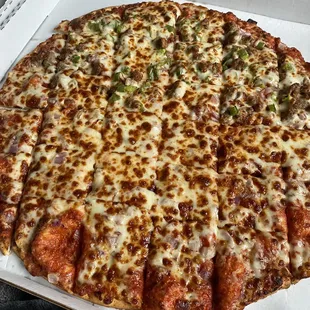 XL 3-topping (full onions, half sausage, half green pepper)