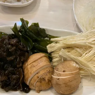 Mushrooms and seaweed