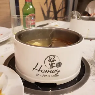 Pickled cabbage and spicy soup.