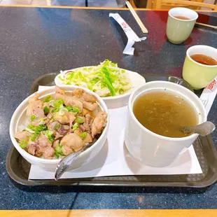 Steamed chicken rice combo.