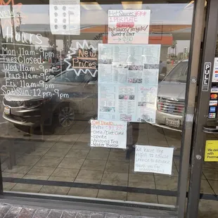 the front window of the store