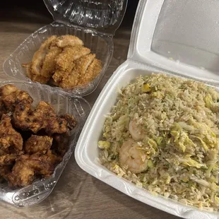 chicken wings and fried chicken, interior