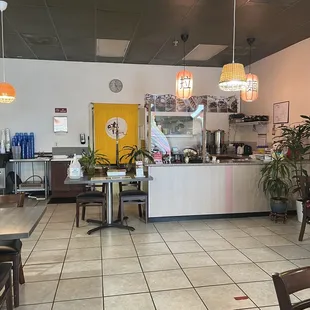 The take out counter in the back