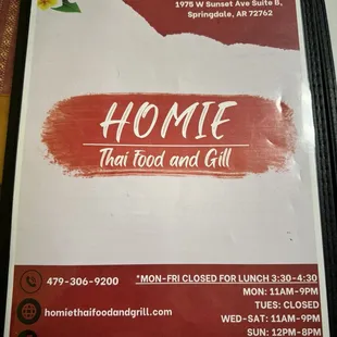 Menu, location, hours as of 9/14/24