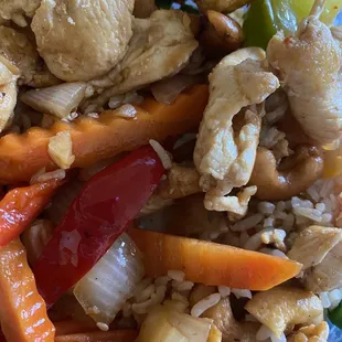 Cashew stir-fry and fried rice