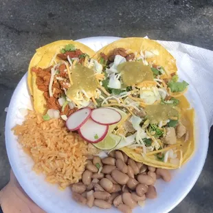 a person holding a plate of food