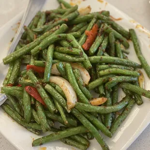 Stir-fried string beans malaysian style