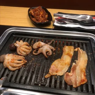 Spicy octopus and pork belly