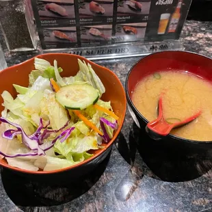 Side salad and miso soup