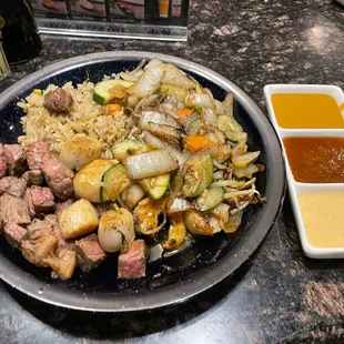 New York Steak &amp; Scallop Combo with Fried Rice