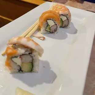 Salmon special aka more expensive cali roll with thin salmon on top