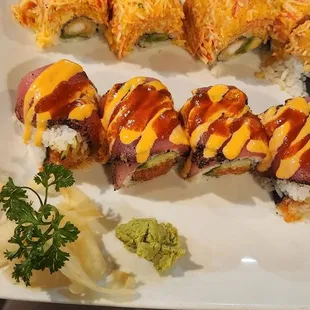 Volcano Roll and Double Spicy Roll