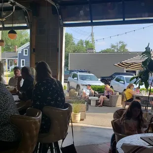 View to the patio from inside at our table