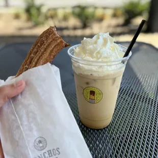 Churro &amp; lced lavander latte