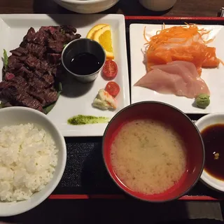 Grilled Salmon Teriyaki and Sashimi Combination Plate