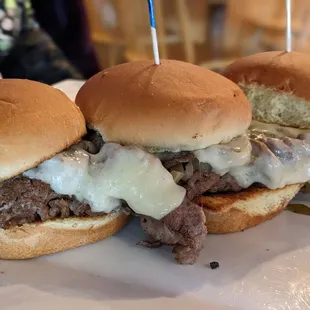Philly green chili sliders