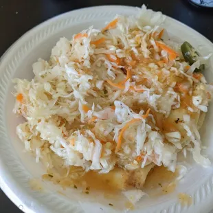 a plate of sauerkraut and carrots