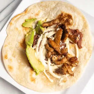 Chuleta and Avocado  Baleada