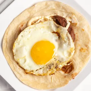 Baleada with Sunny Side Up Egg