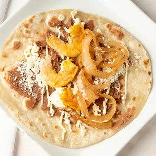 Grilled Onions &amp; Shrimp Baleada
