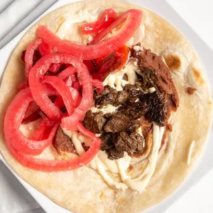 Steak and Pickled Onions Baleada
