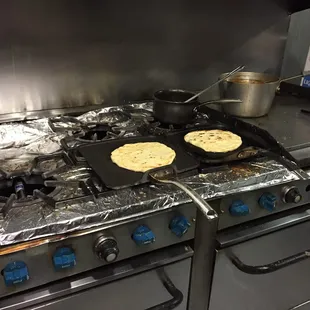 Baleada tortillas on the griddle