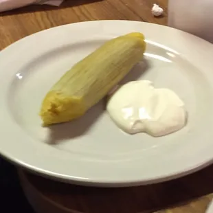 Tamale with crema