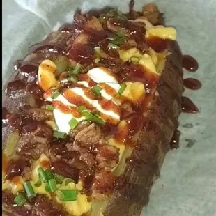 Loaded pulled pork baked potato