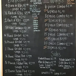 a menu on a blackboard