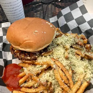 Red Astronaut with ParmesanTruffle Fries!