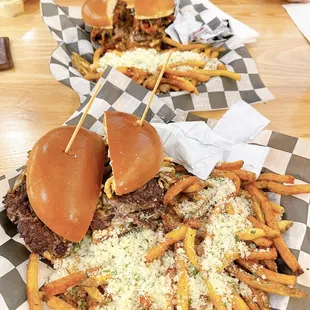 Rotating Burgers and Parmesan Truffle Fries