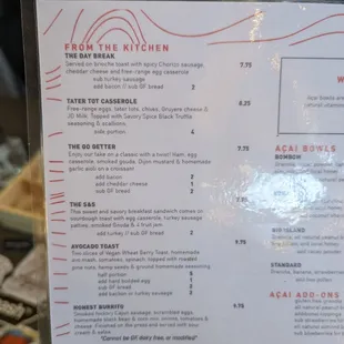 menu