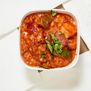 a bowl of food on a table