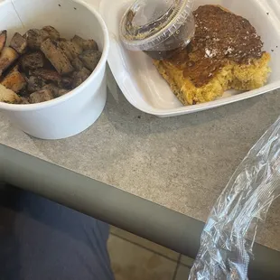 Challah French Toast and diced potatoes with seasoning